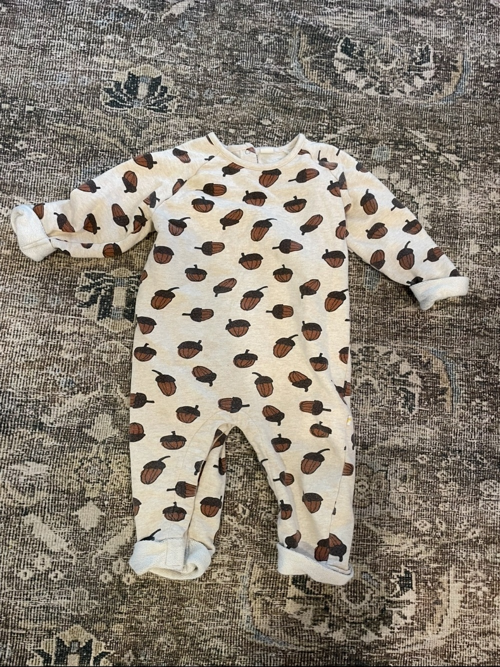 Vintage Cotton Acorn fall baby onesie
